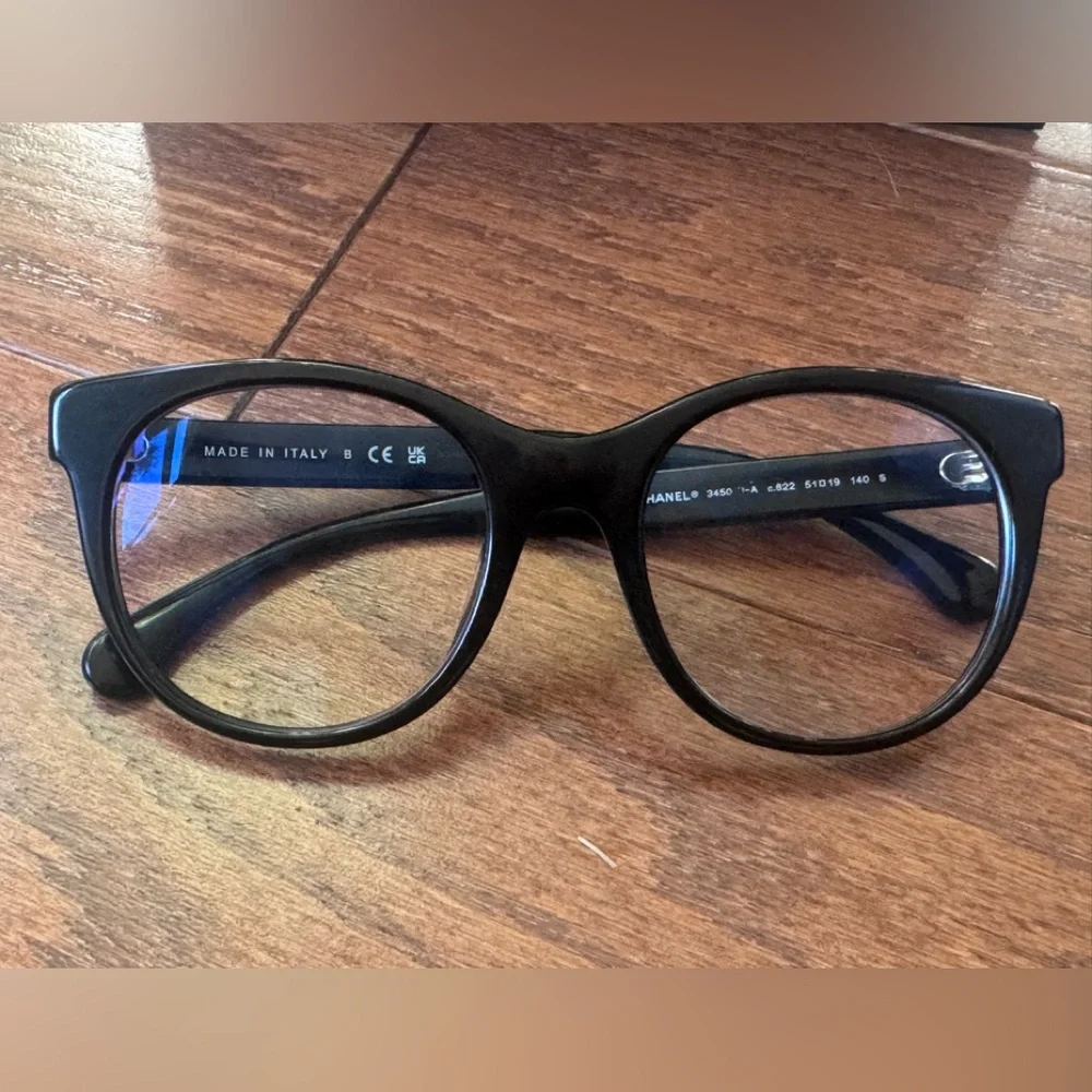 Chanel Black Eyewear Frame eyeglasses, crystal logo